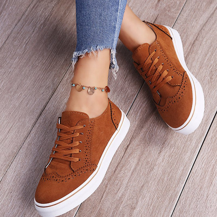 Women's Lace-Up Brogue Trainers with Platform Sole