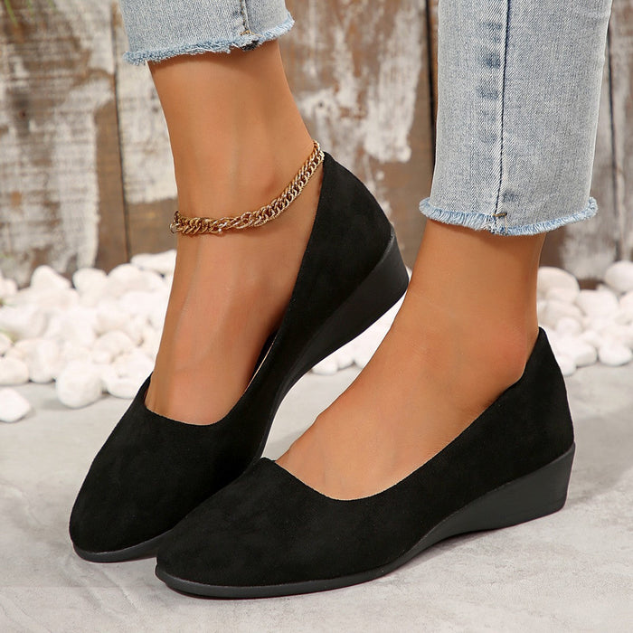 Women's Two-Tone Wedge Shoes with Pointed Toe