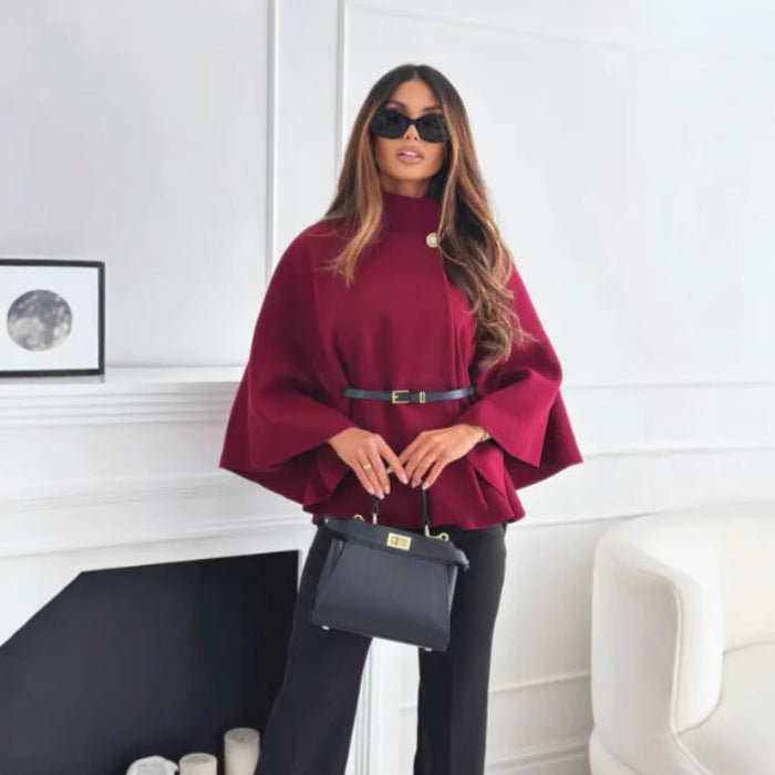 Hattie - Cozy High Neck Buttoned Cape