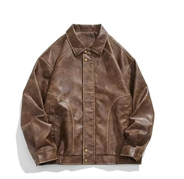 Men's Vintage Bomber Jacket with Snap Front Closure