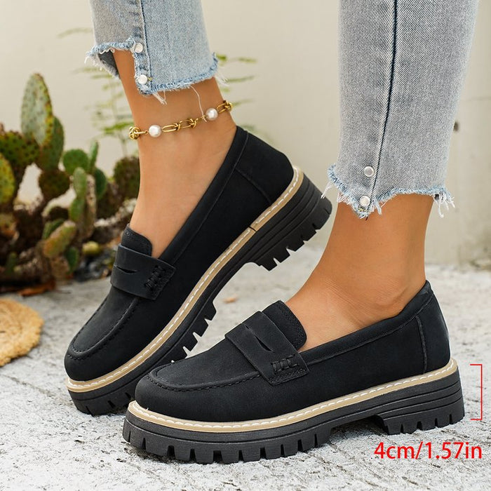 Women's Platform Loafers with Lugged Sole Slip-On