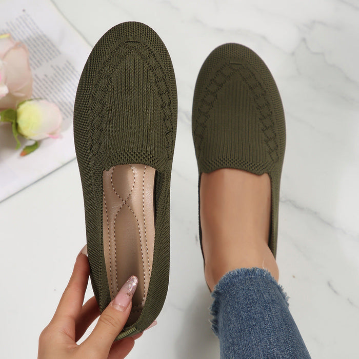 Women's Slip-On Ballet Flats with Breathable Knit Upper