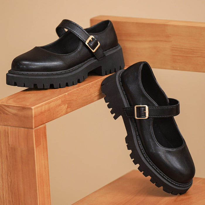Women's Mary Jane Shoes with Platform Sole and Adjustable Strap