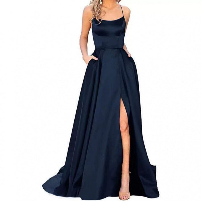 Women's Spaghetti Strap Maxi Dress with Thigh Slit