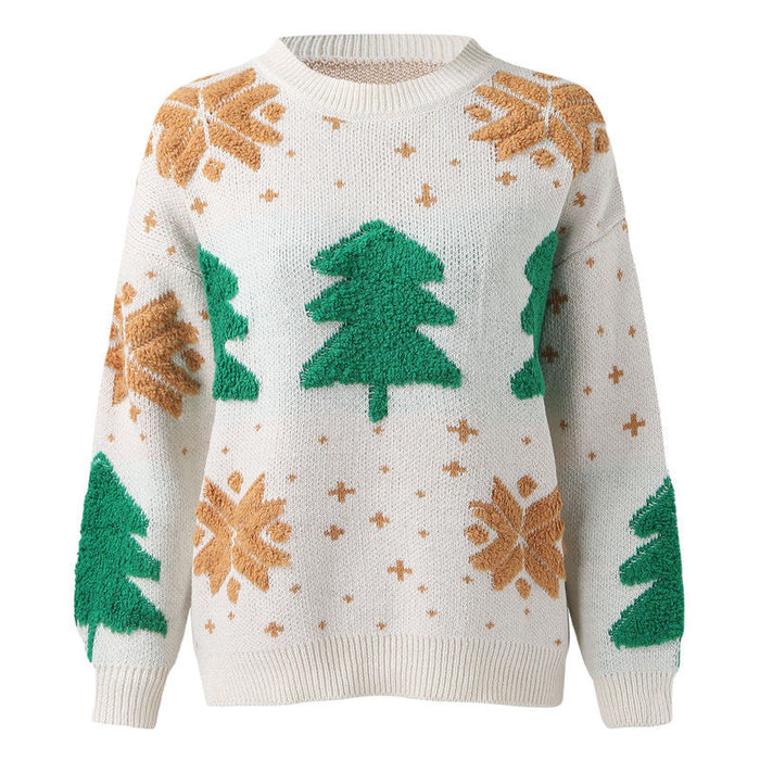 Women's Festive Christmas Jumper with Tree Pattern