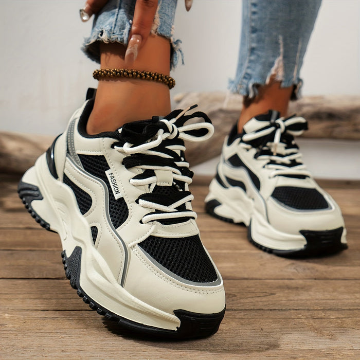 Women's Chunky Trainers with Lace-Up and Cushioned Sole