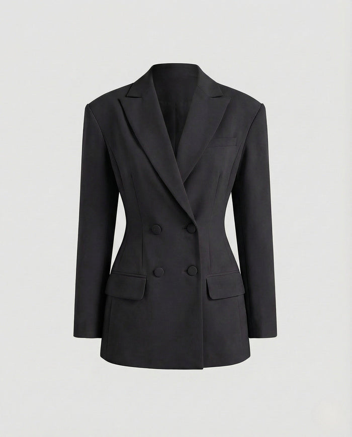 Women's Double-Breasted Blazer with Notch Lapel