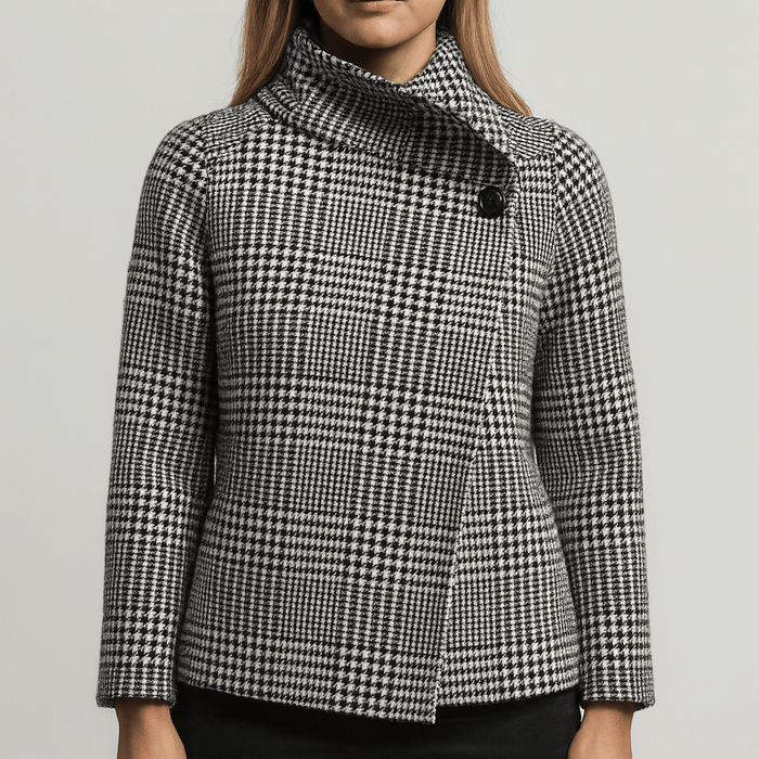 Women's Houndstooth Collar Jacket with Bell Sleeves
