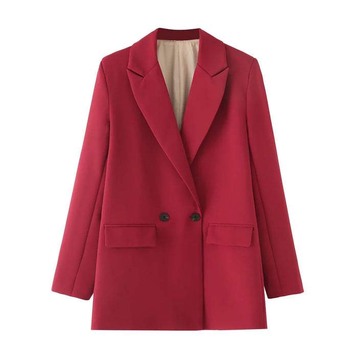Women's Longline Blazer with Notched Collar and Pockets