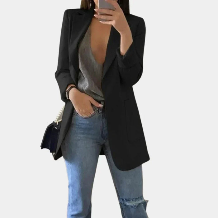 Women's Longline Slim Fit Blazer with Notch Lapels