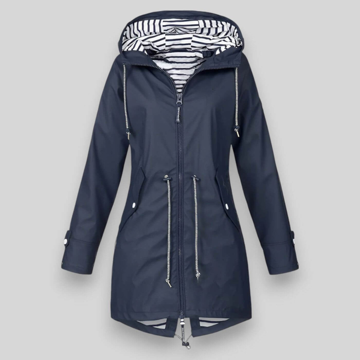 Women's Hooded Waterproof Jacket with Front Zip