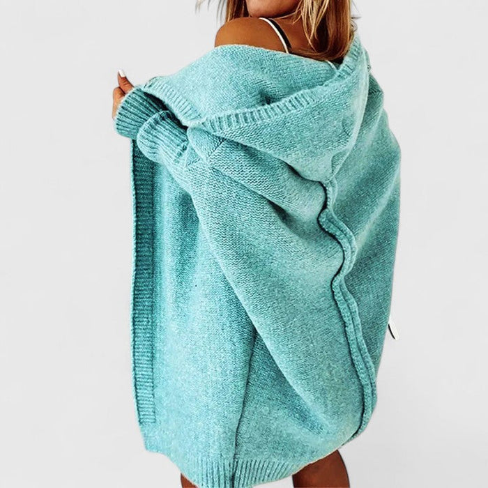 Women's Oversized Knit Cardigan with Draped Collar
