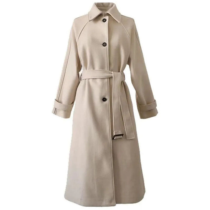 Women's Belted Longline Coat with Wrap Front