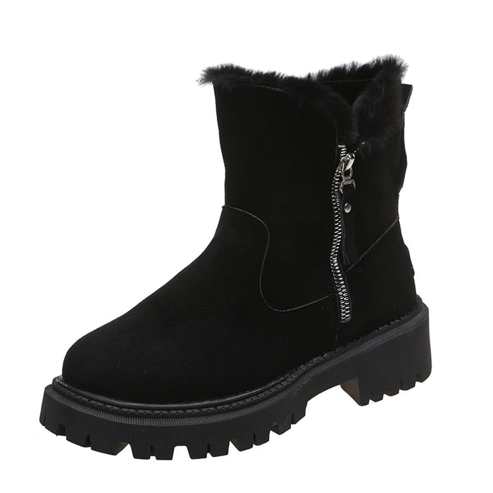 Freya | Thick plush faux suede snow boots with chunky grip sole