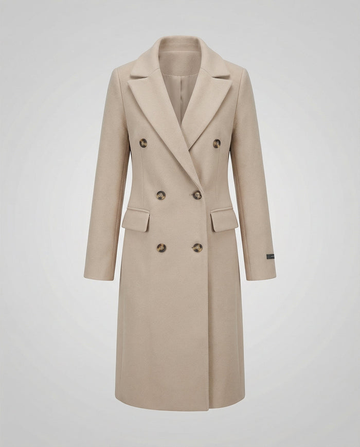 Women's Double-Breasted Longline Trench Coat with Belt