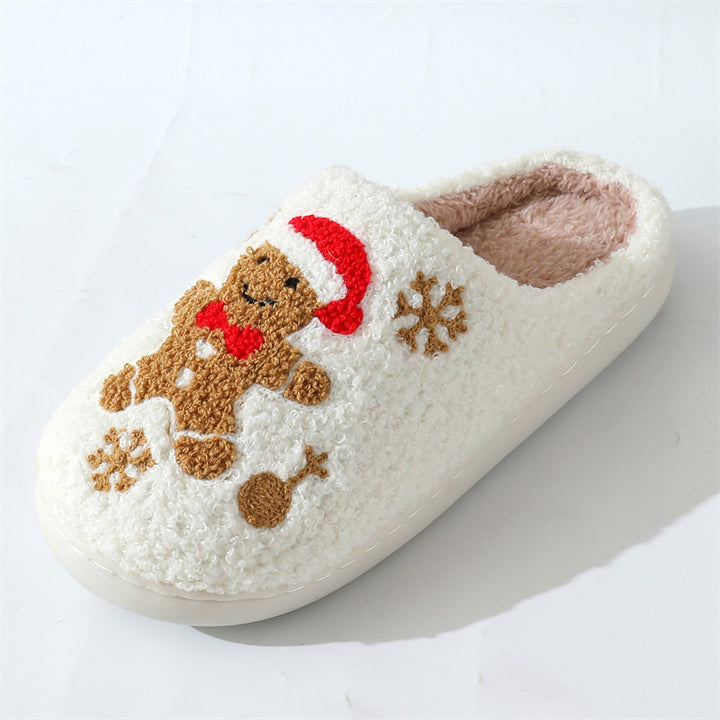 Fluffy gingerbread man Christmas slippers