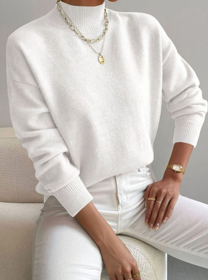 Women's Ribbed Turtleneck Jumper Relaxed Fit Winter