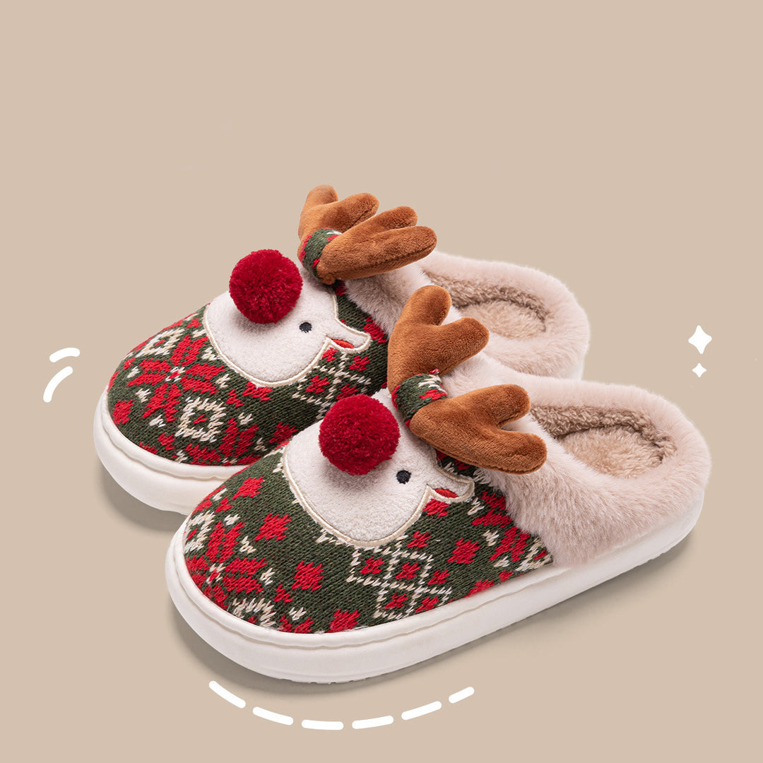 Reindeer slippers with pompom nose