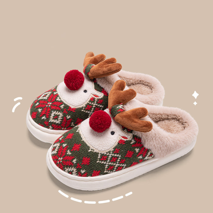 Esme | Reindeer Christmas slippers with pompom nose and antlers