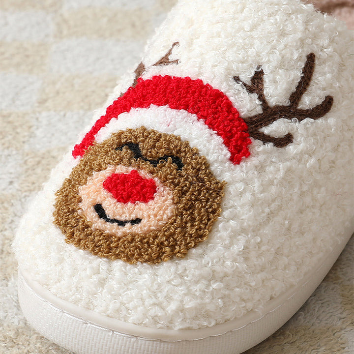 Fluffy Christmas slippers with Santa motif