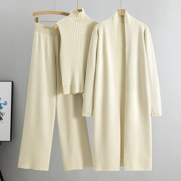 Imogen | Knitted three-piece set with long cardigan
