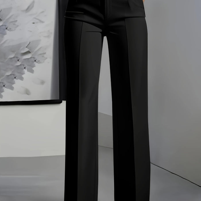 Women's High-Rise Wide-Leg Tailored Trousers with Pressed Crease