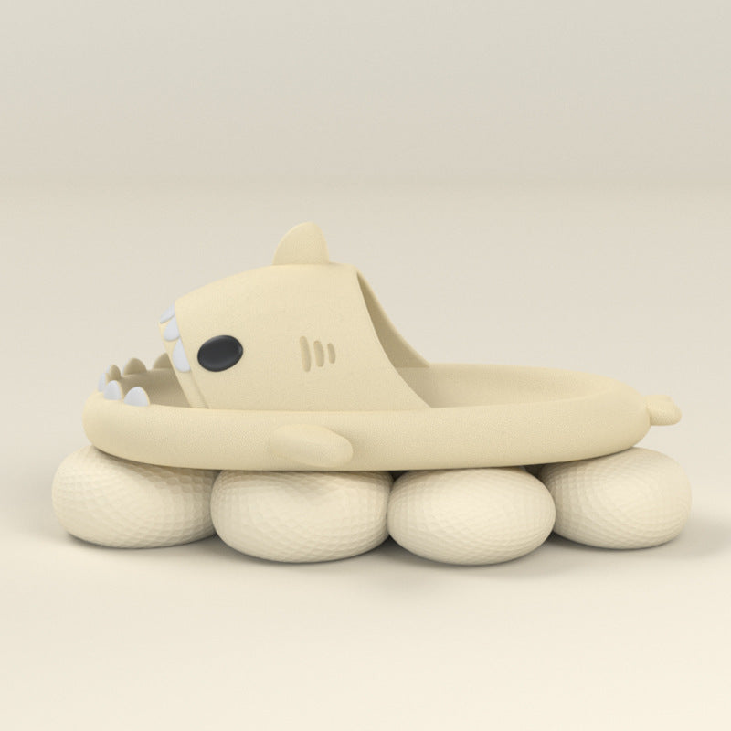 Pair of cartoon shark slides in grey