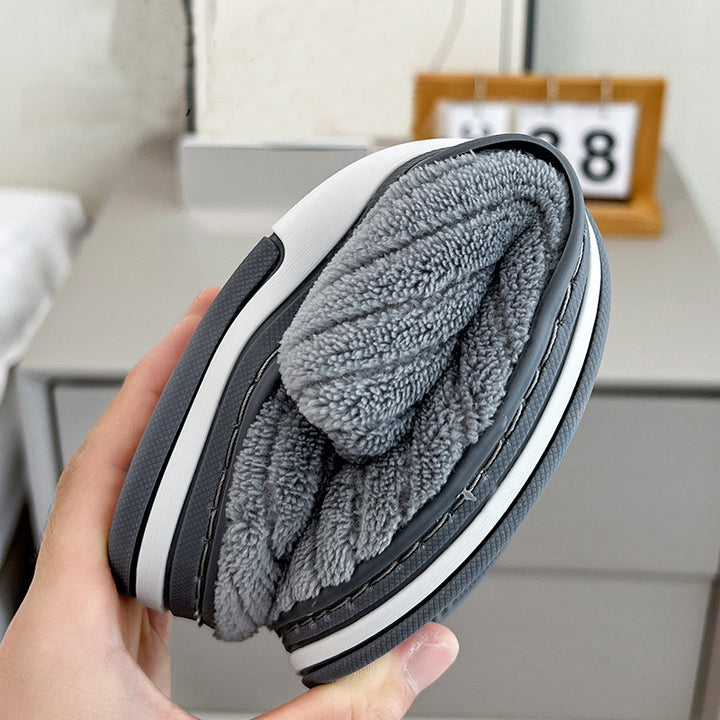 Ribbed plush closed-toe slippers
