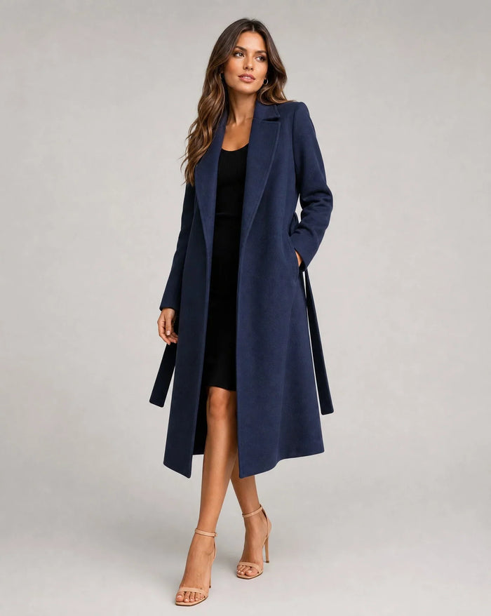 Women's Notch-Lapel Trench Coat with Self-Tie Belt