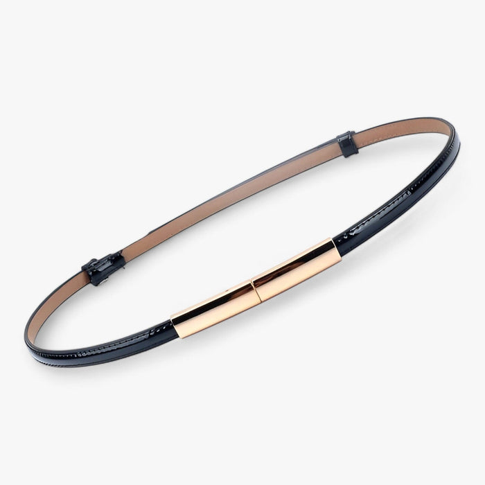 Women's Adjustable Skinny Belt with Gold-Tone Clasp
