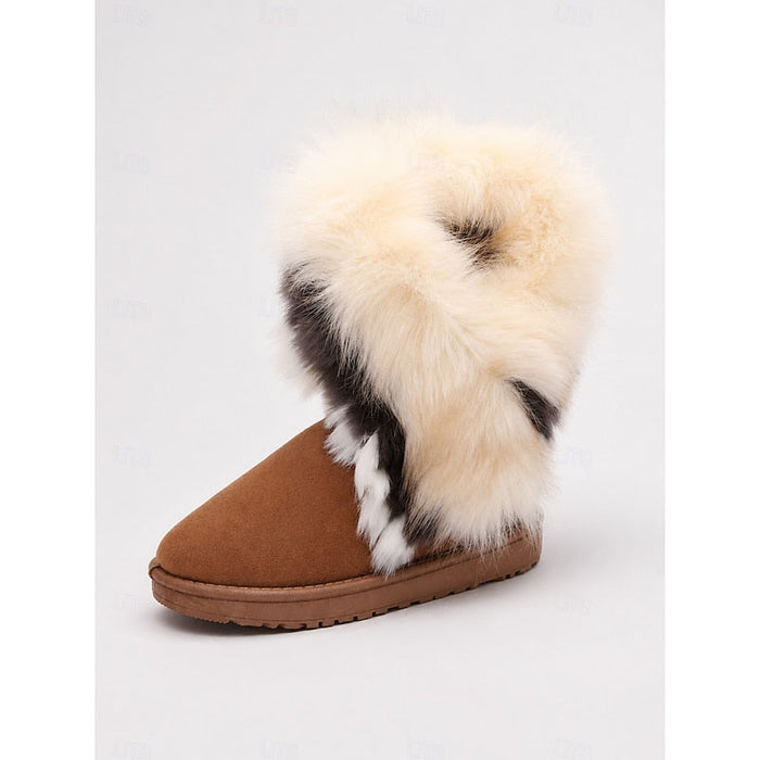 Women's Fluffy-Trimmed Winter Boots Slip-On Style