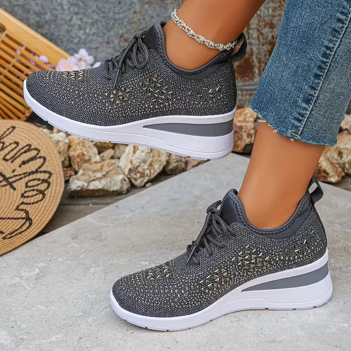 Women's Platform Trainers with Lace-Up and Wedge Sole