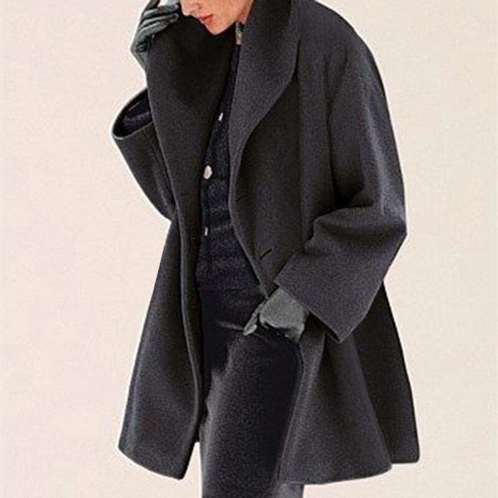 Women's A-Line Coat with Wide Collar and Belt