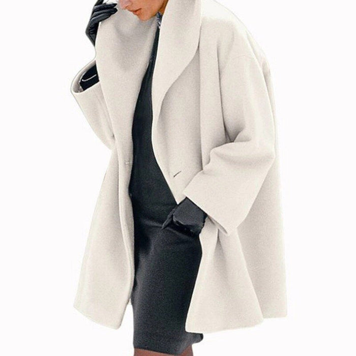 Women's A-Line Coat with Wide Collar and Belt