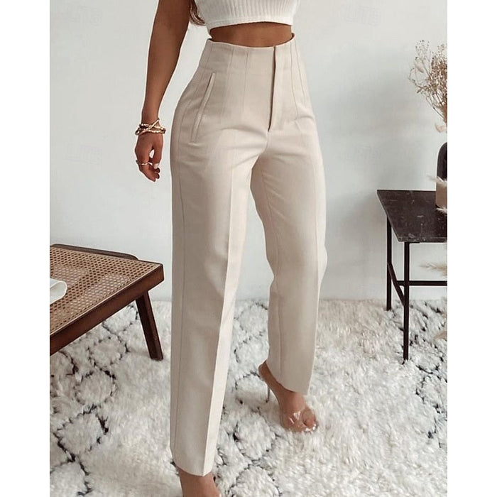 Women's High-Waisted Tailored Trousers with Straight Leg
