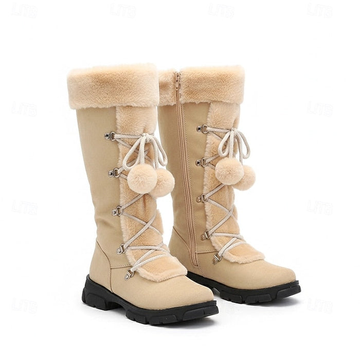 Women's Lace-Up Mid-Calf Winter Boots with Fur Cuff